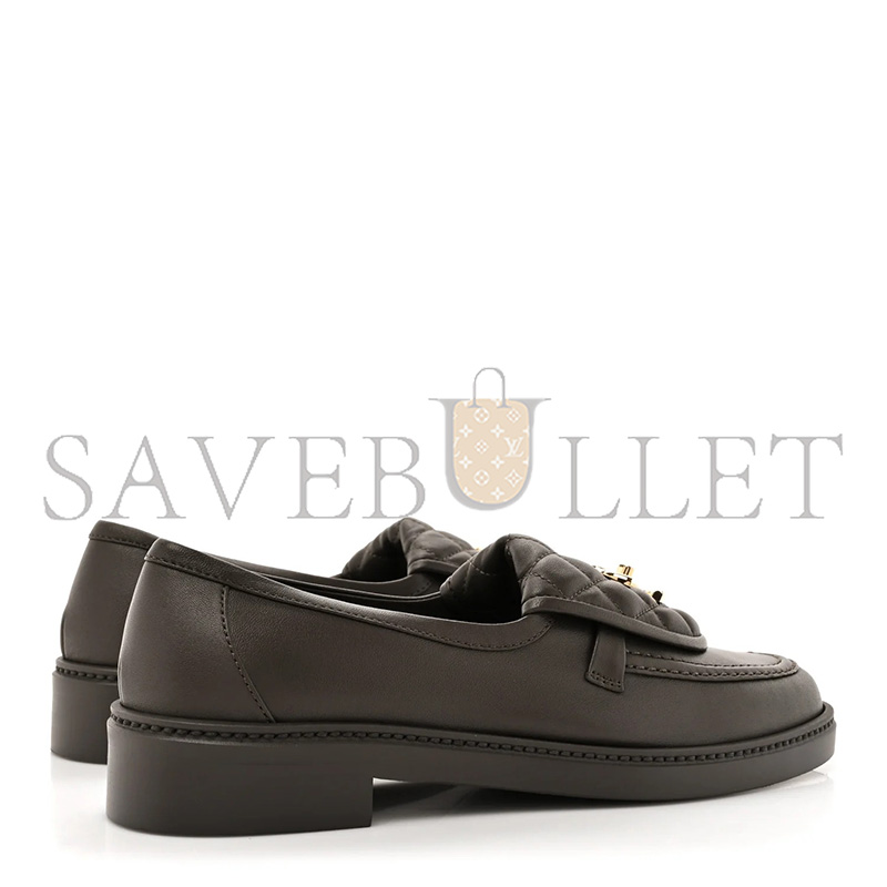CHANEL LAMBSKIN QUILTED CC TURNLOCK LOAFERS BROWN